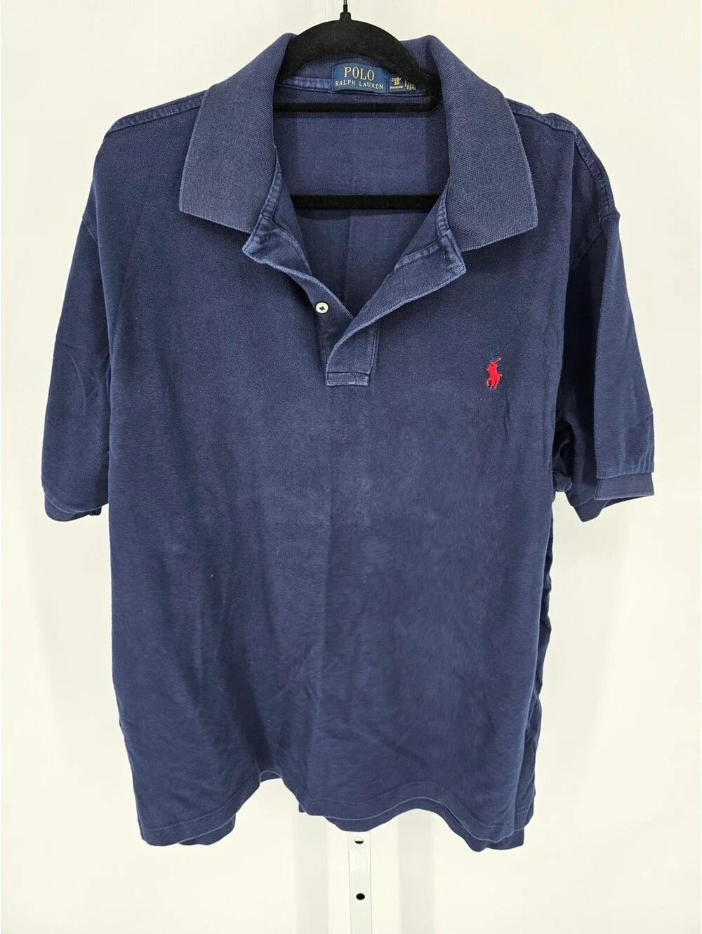 POLO Ralph Lauren Mens Sz 2XB Short Sleeve Cotton Polo Shirt Navy Blue